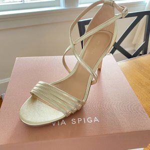 NWT Leather Via Spiga Metallic Heels